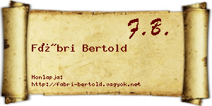 Fábri Bertold névjegykártya